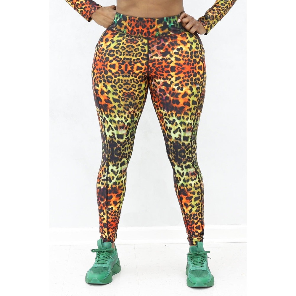 Brick Built Womens Leopard Print High Waisted Leggings with Pockets Multi-Color